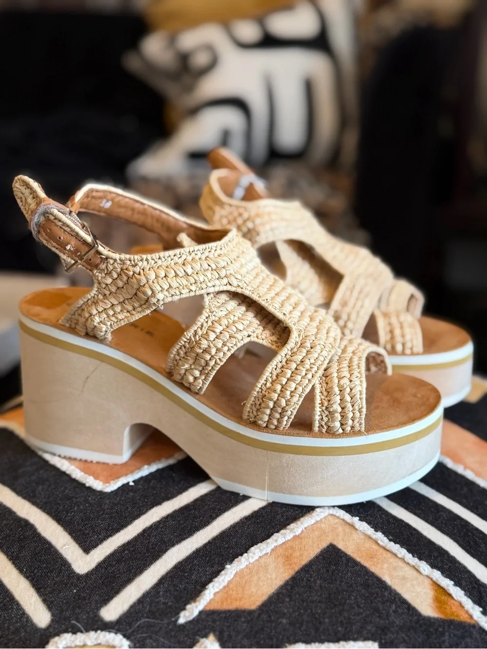 Robert Clergerie Woven Platform Sandals in Natural - Women Shoes | Size 38/7